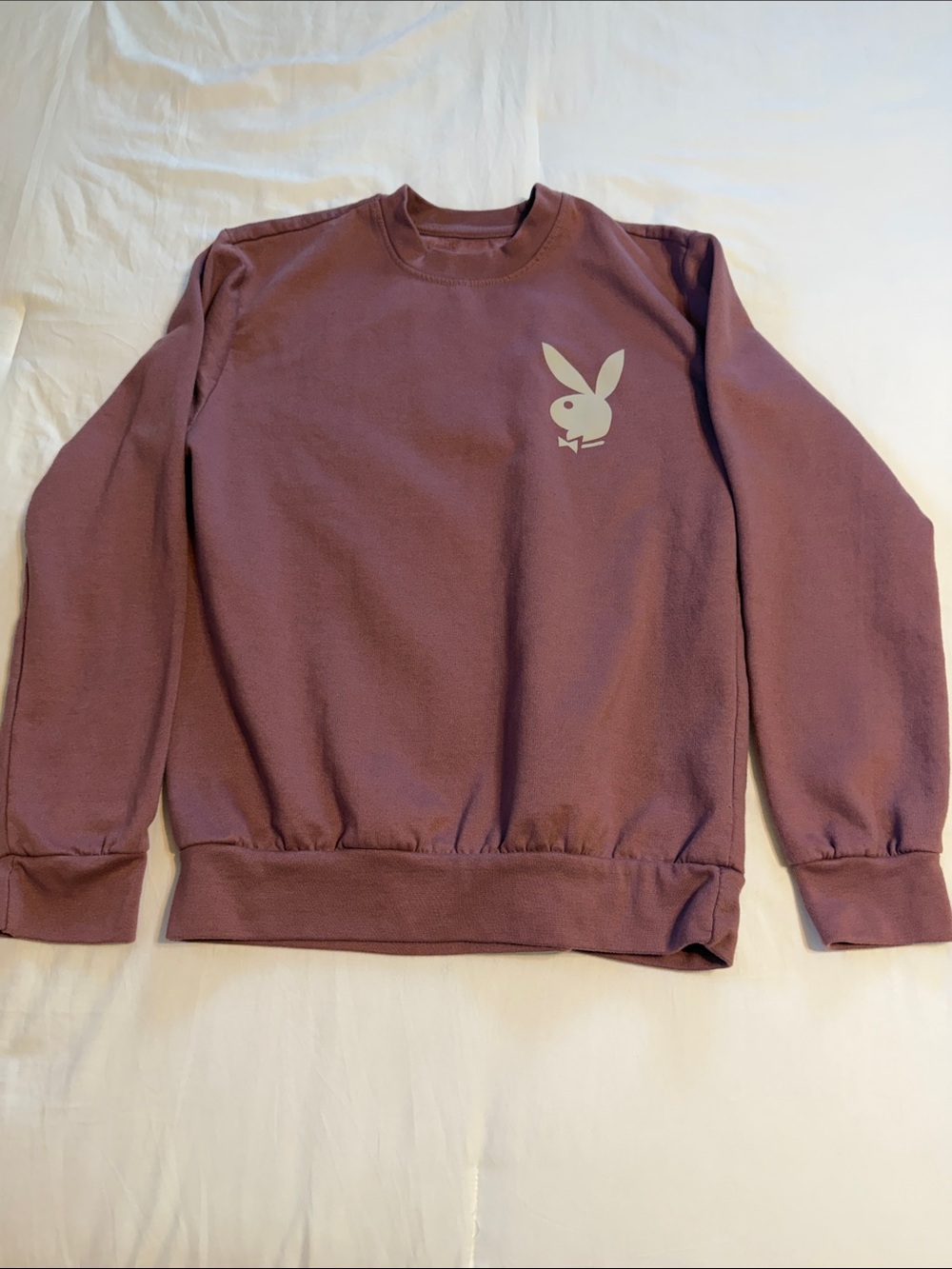PLAYBOY Crewneck Sweatshirt in Mauve with Bunny Logo. Med
